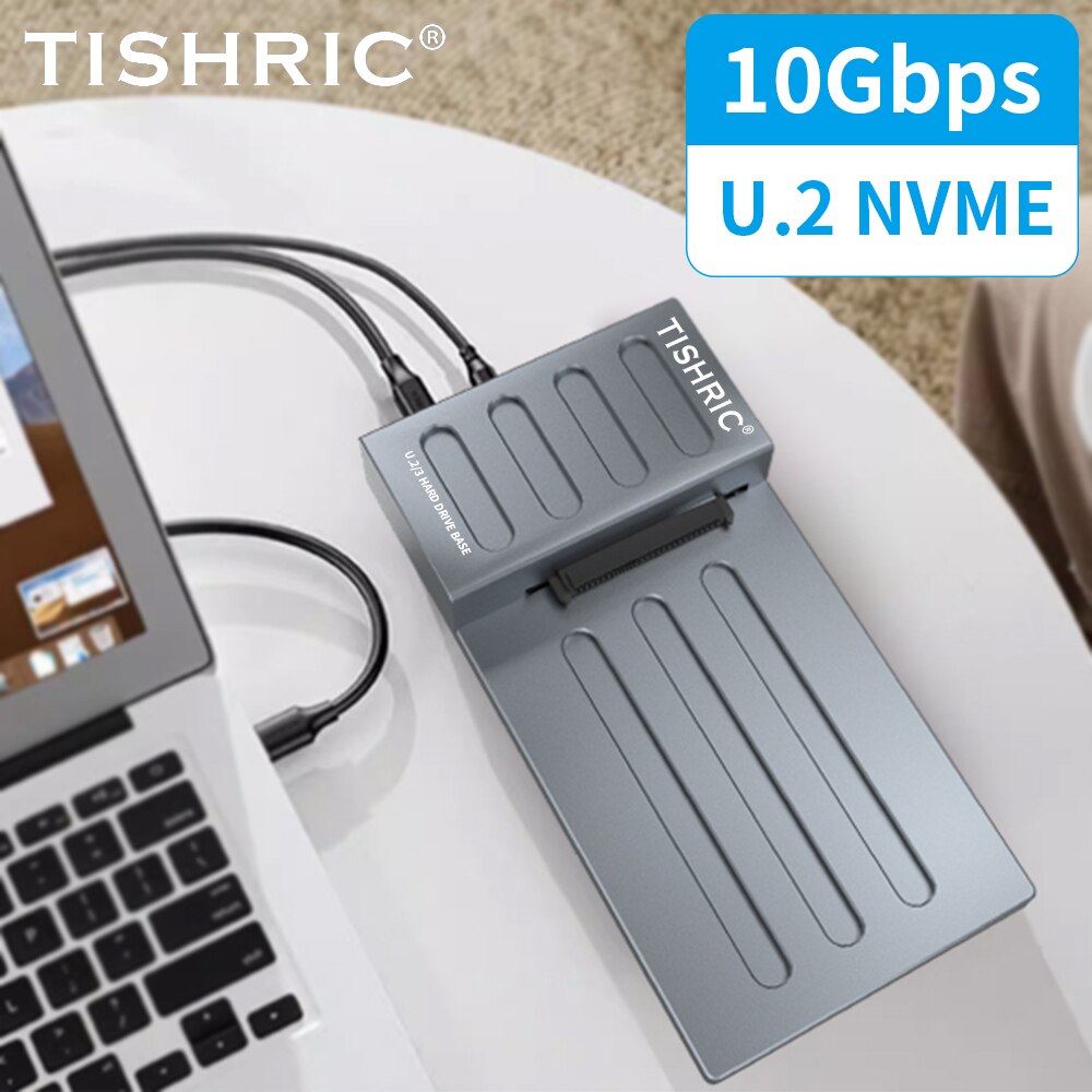 TISHRIC U.2 NVME SSD HDD 도킹 스테이션, U2 NVME-TYPE-C 어댑터, 하드 디스크 베이스, 2.5 U.2 USB3.1 외장 HD 케이스 박스, 10Gbps